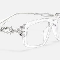Vorpal - Clear Thorn Rectangle Silver Glasses | Vooglam Design Details