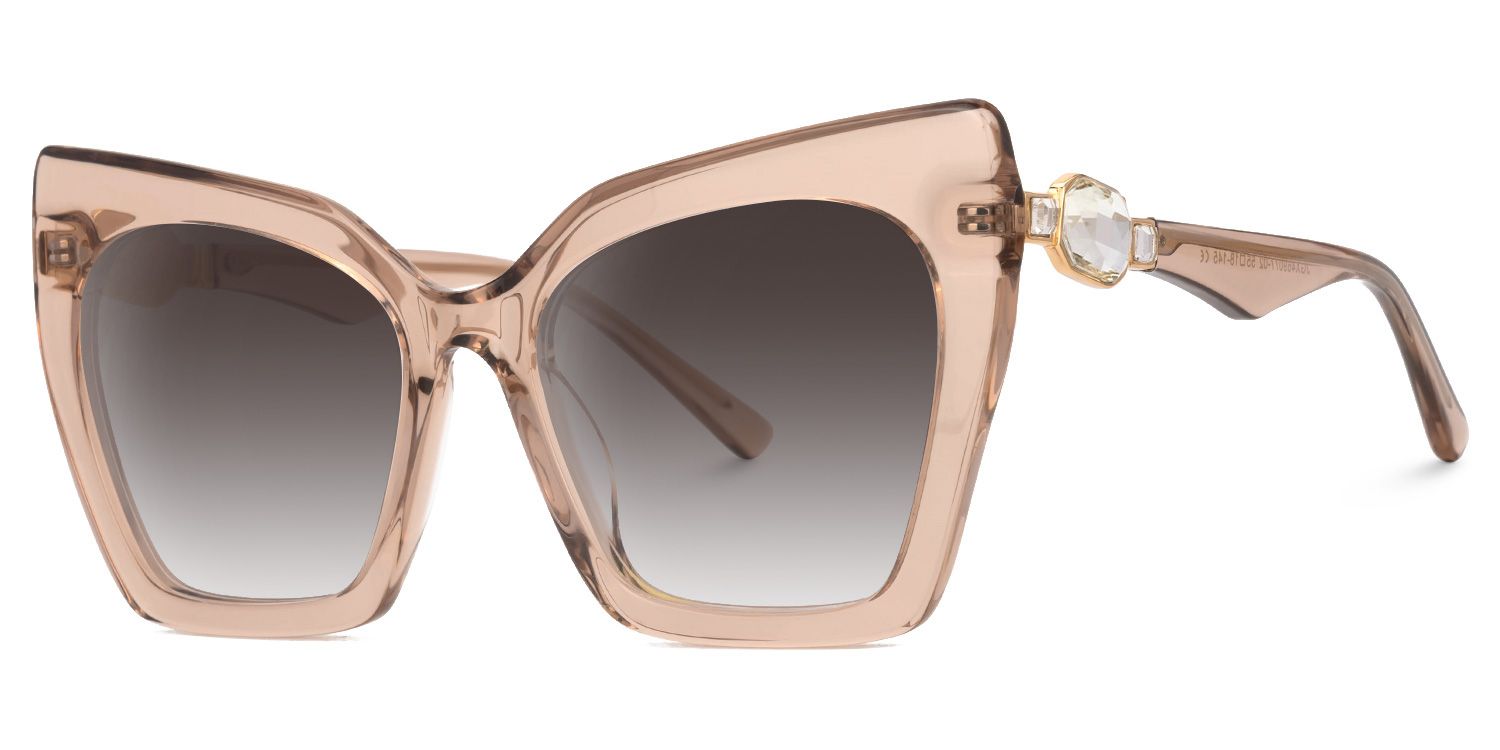 Icarus - Cat Eye Champagne Sunglasses | Vooglam Front View
