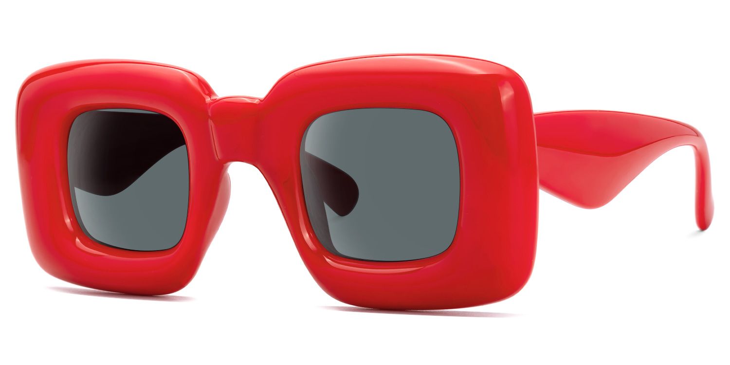 Jacinthe - Square Red Prescription Sunglasses | Vooglam Front View