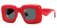Jacinthe - Square Red Prescription Sunglasses | Vooglam Front View