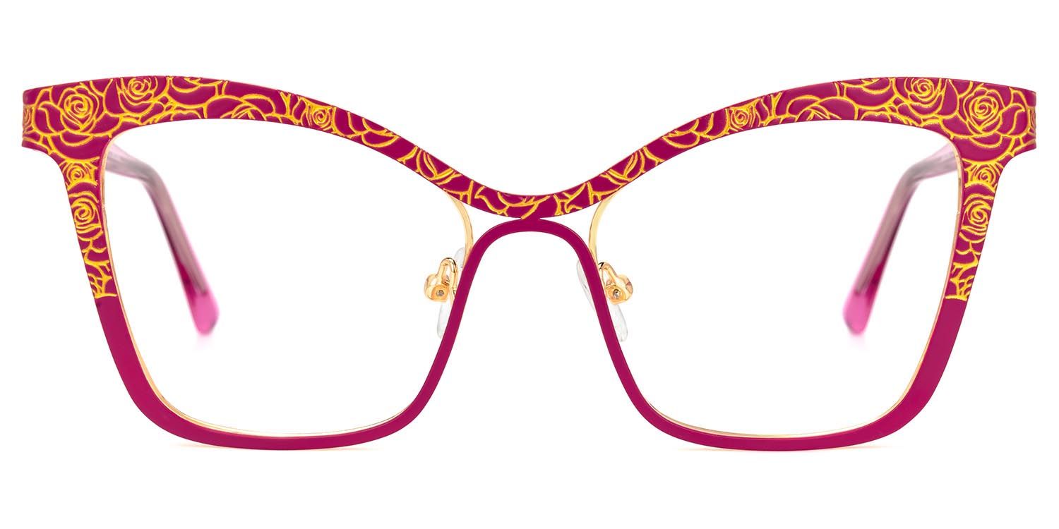 Aeryn - Cat Eye Violet/Red Eyeglasses | Vooglam Angle View
