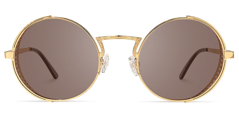 Rojas - Vintage-inspired Gold Round Sunglasses