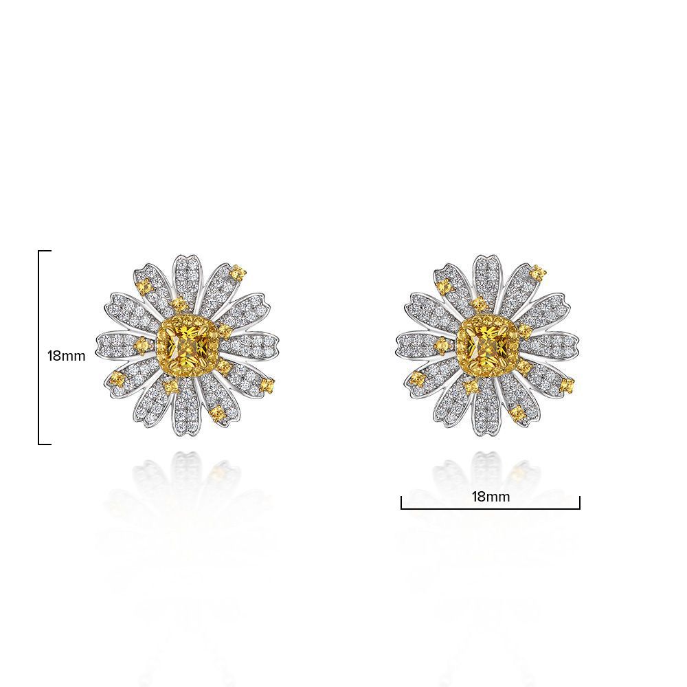 Gentlewomanly Fancy Yellow Square Pierced Earrings by Vooglam - Angle View
