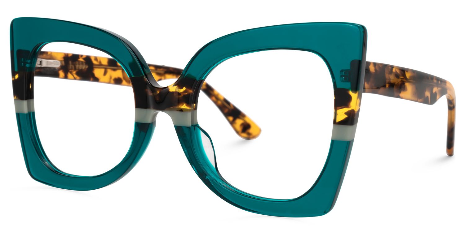 Eilonwy - Cat Eye Green Eyeglasses by Vooglam - Front View