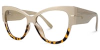 Elektra - Beige & Tortoise Two-Tone Cat Eye Glasses - 3