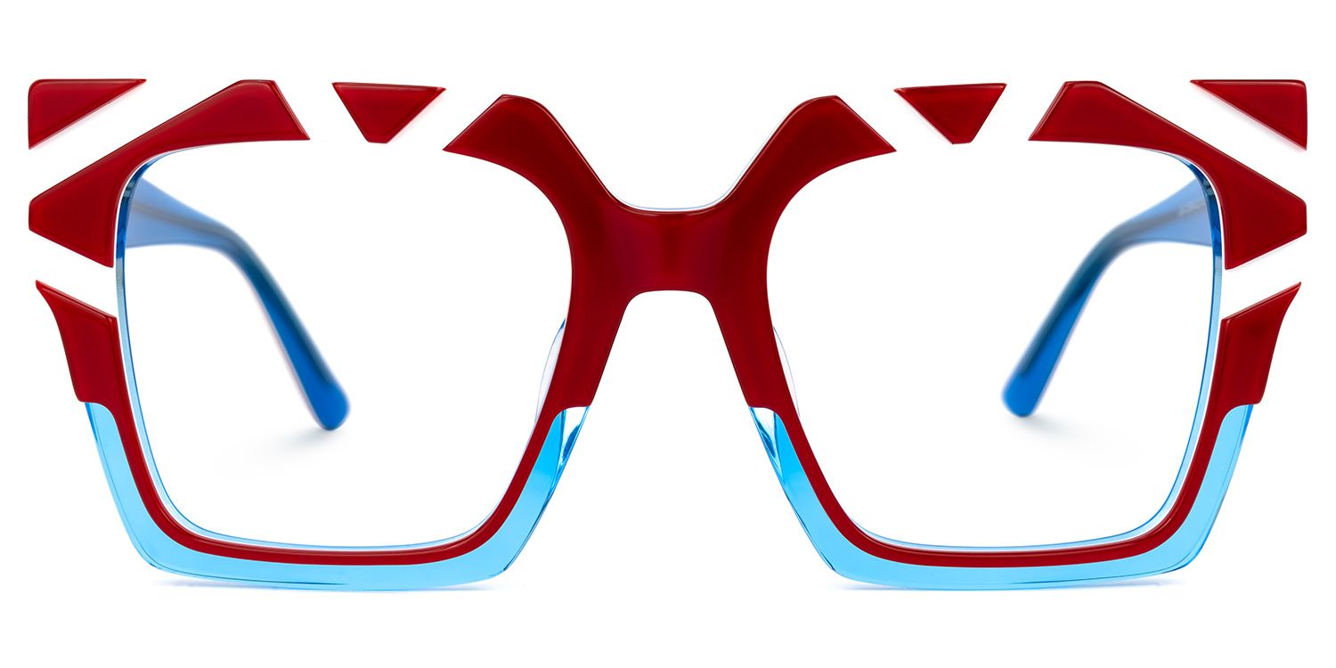 Darius - Square Red/Blue Eyeglasses | Vooglam Angle View