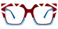 Darius - Square Red/Blue Eyeglasses | Vooglam Angle View