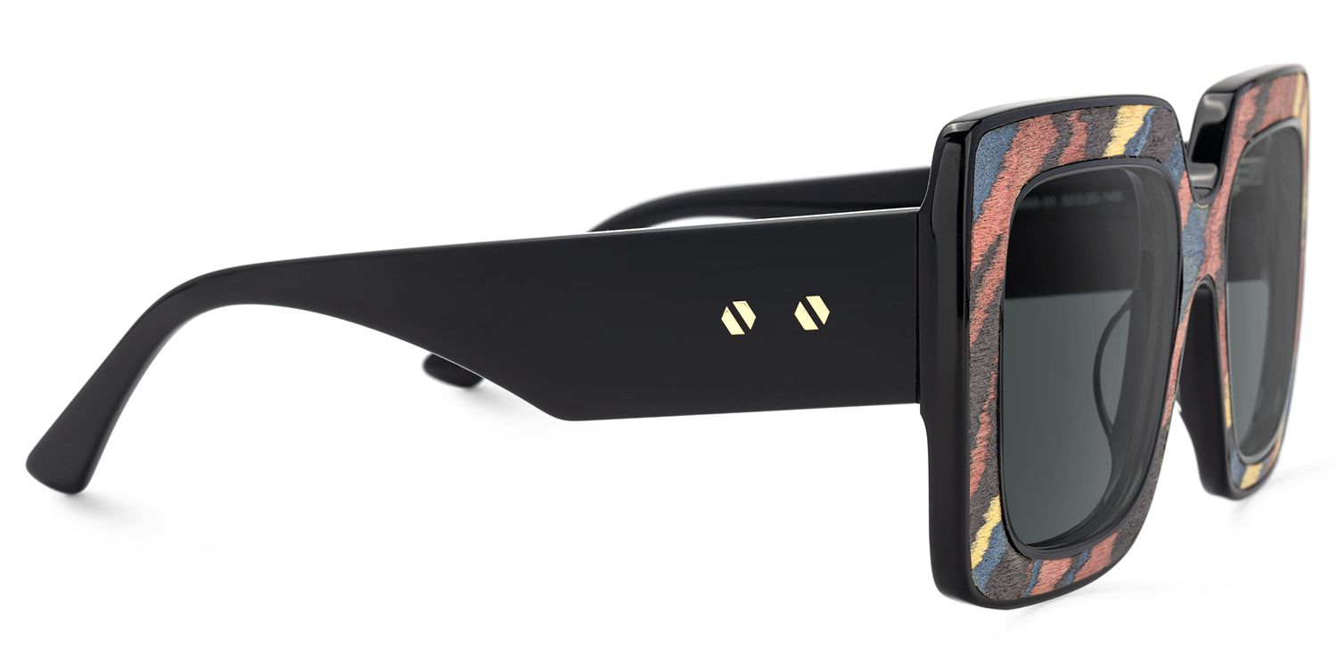 Pacifica - Square Multicolor Sunglasses by Vooglam - Product View 4
