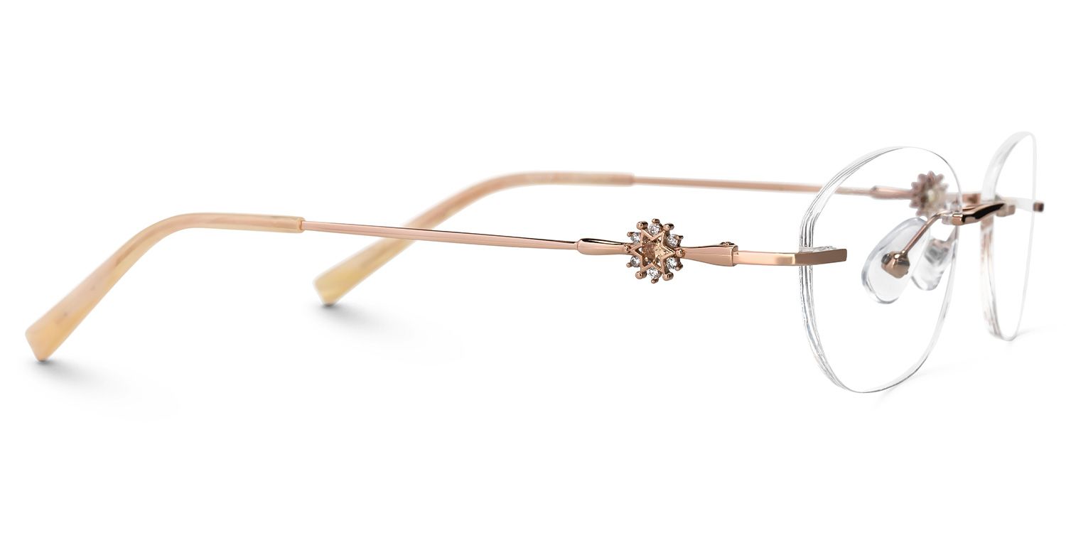 Fadheelat - Oval Gold Eyeglasses by Vooglam - Product View 4