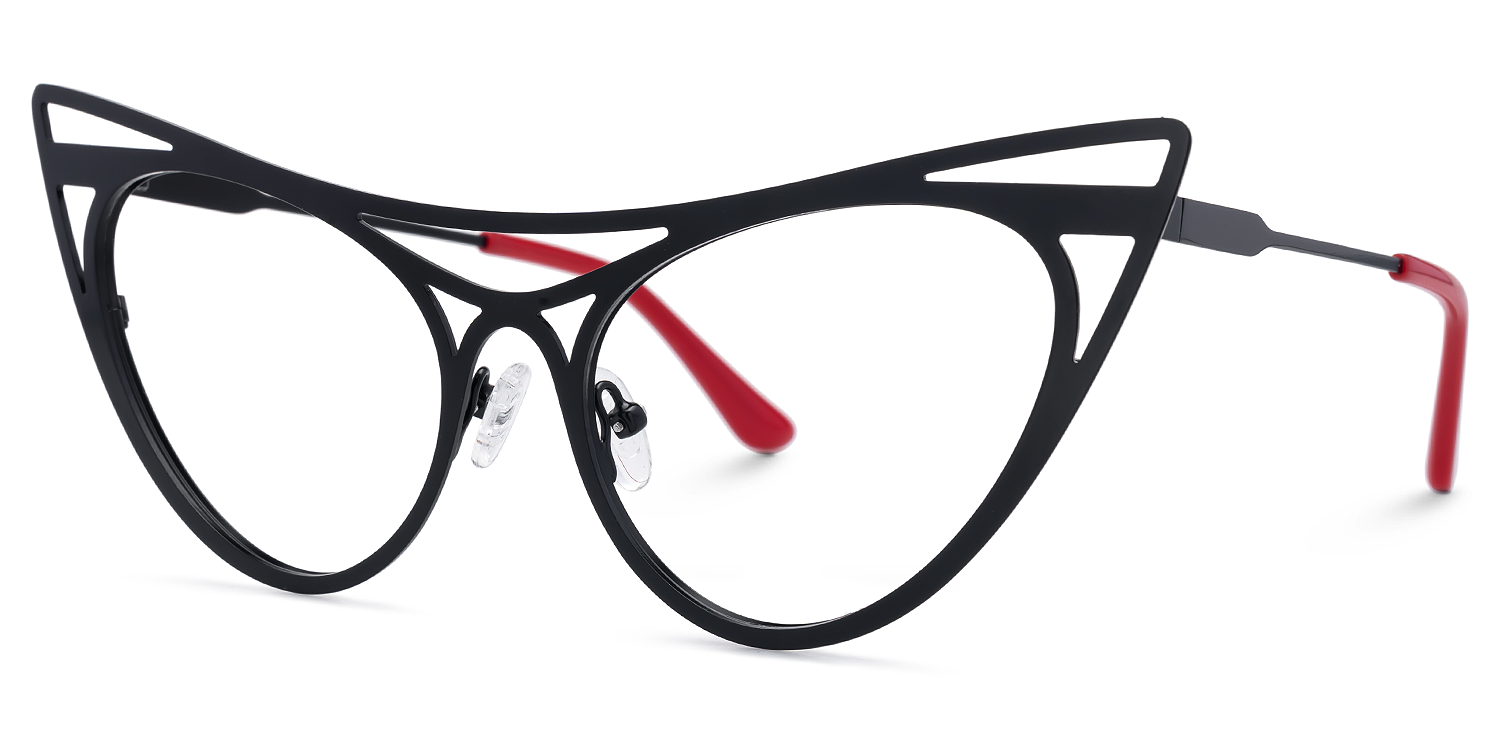 Elior - Cat Eye Black Eyeglasses by Vooglam - Front View