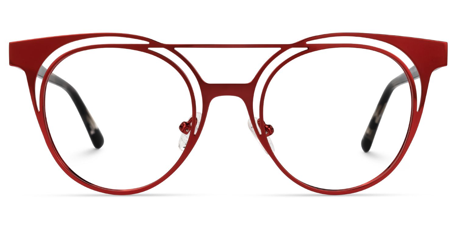 Afrodille - Round Red Eyeglasses | Vooglam Angle View
