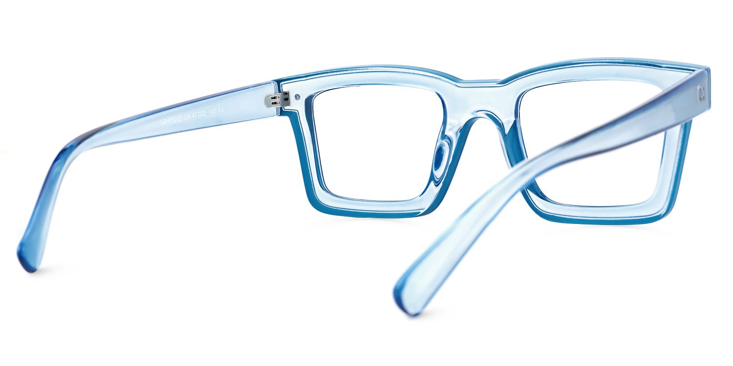 Delaram - Rectangle Blue Eyeglasses | Vooglam Side View