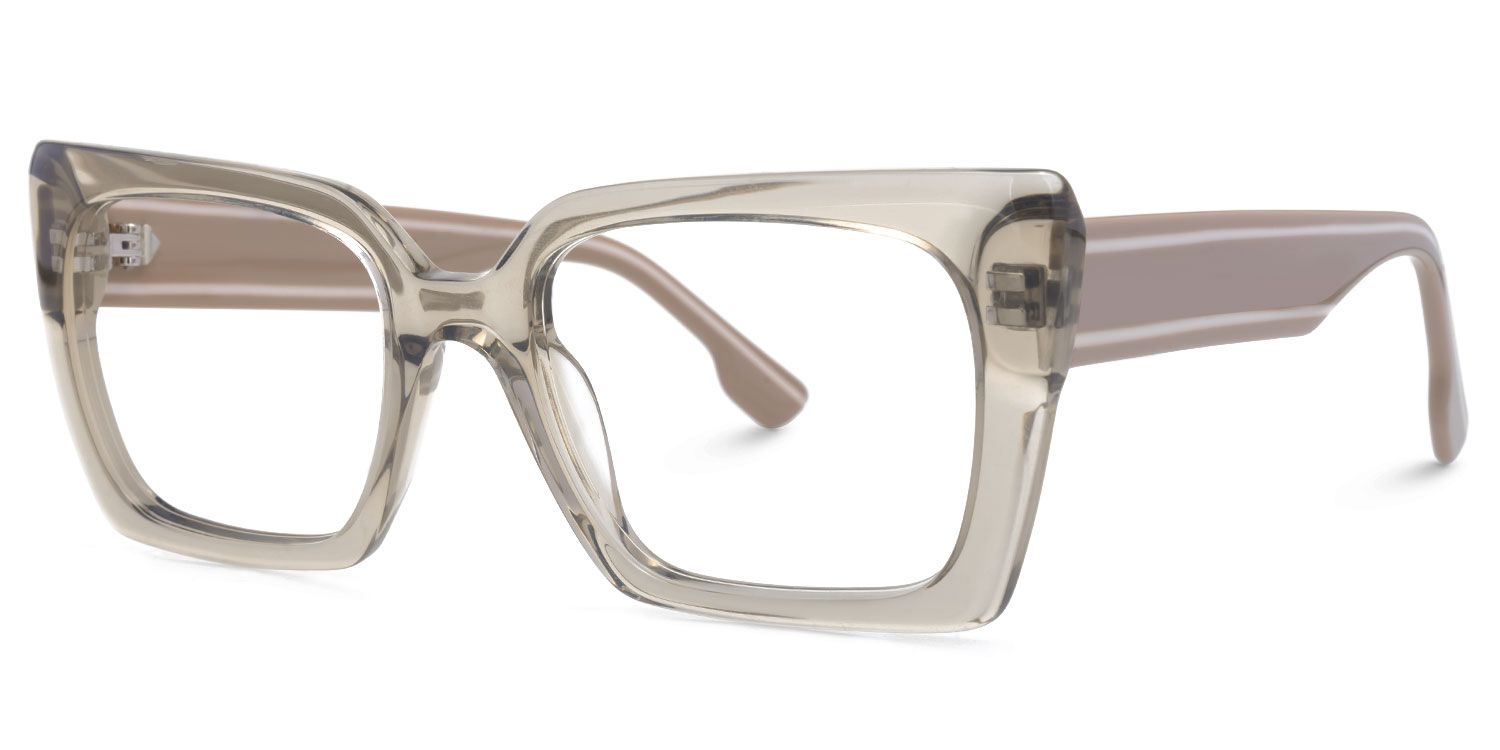 Denicia - Rectangle Champagne Eyeglasses | Vooglam Front View