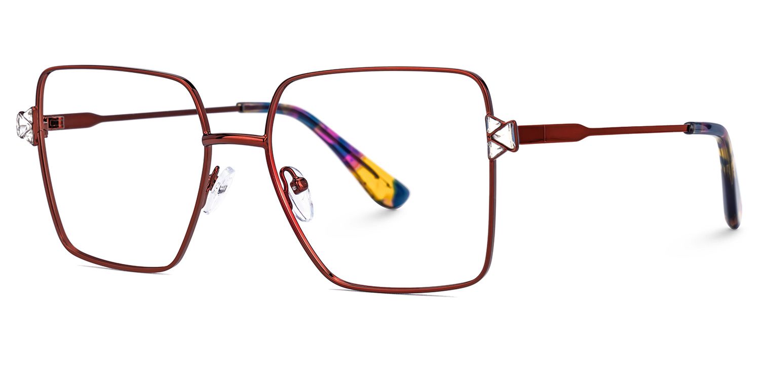 Fevziye - Square Red Eyeglasses | Vooglam Front View