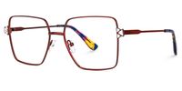Fevziye - Square Red Eyeglasses | Vooglam Front View