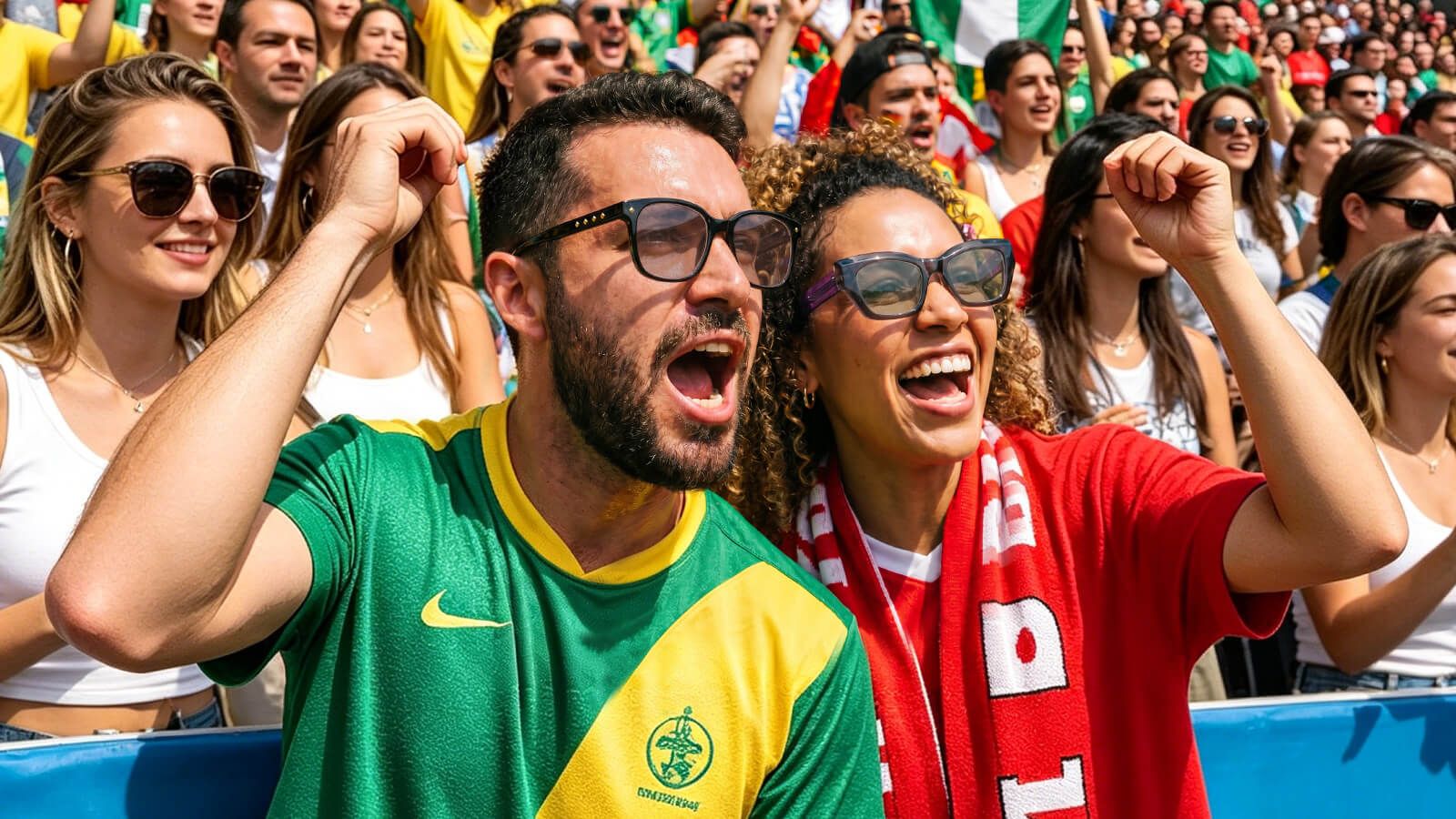 fans wearing their supporting fifa team with vooglam sunglasses