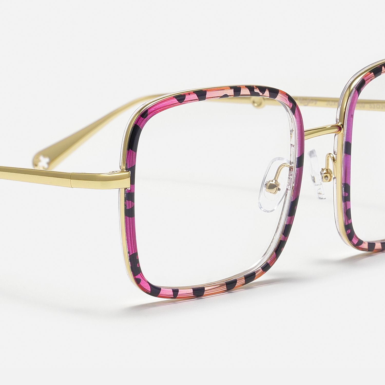 Jace - Square Floral Eyeglasses | Vooglam Design Details