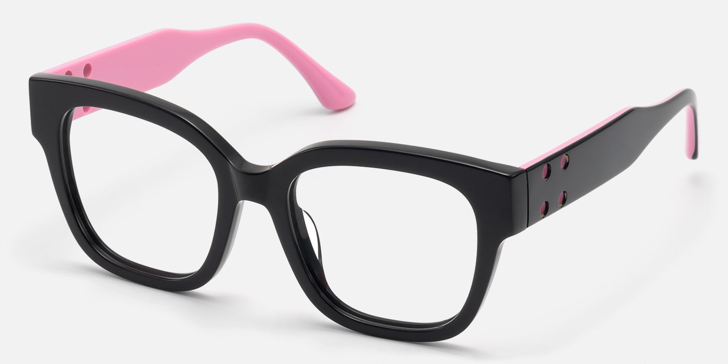 Lorette - Square Black Eyeglasses | Vooglam Front View