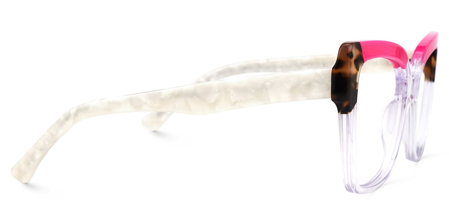 Deserae - Square Pink/Crystal Eyeglasses by Vooglam - Product View 4