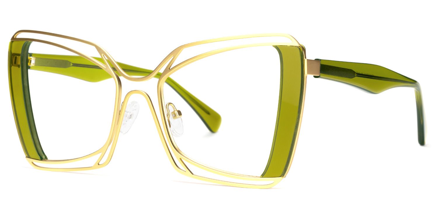 Russell - Square Green Eyeglasses | Vooglam Front View