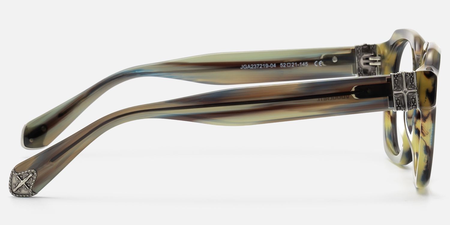 Vernon - Retro Olive Green Striped Eyeglasses | Vooglam Side View