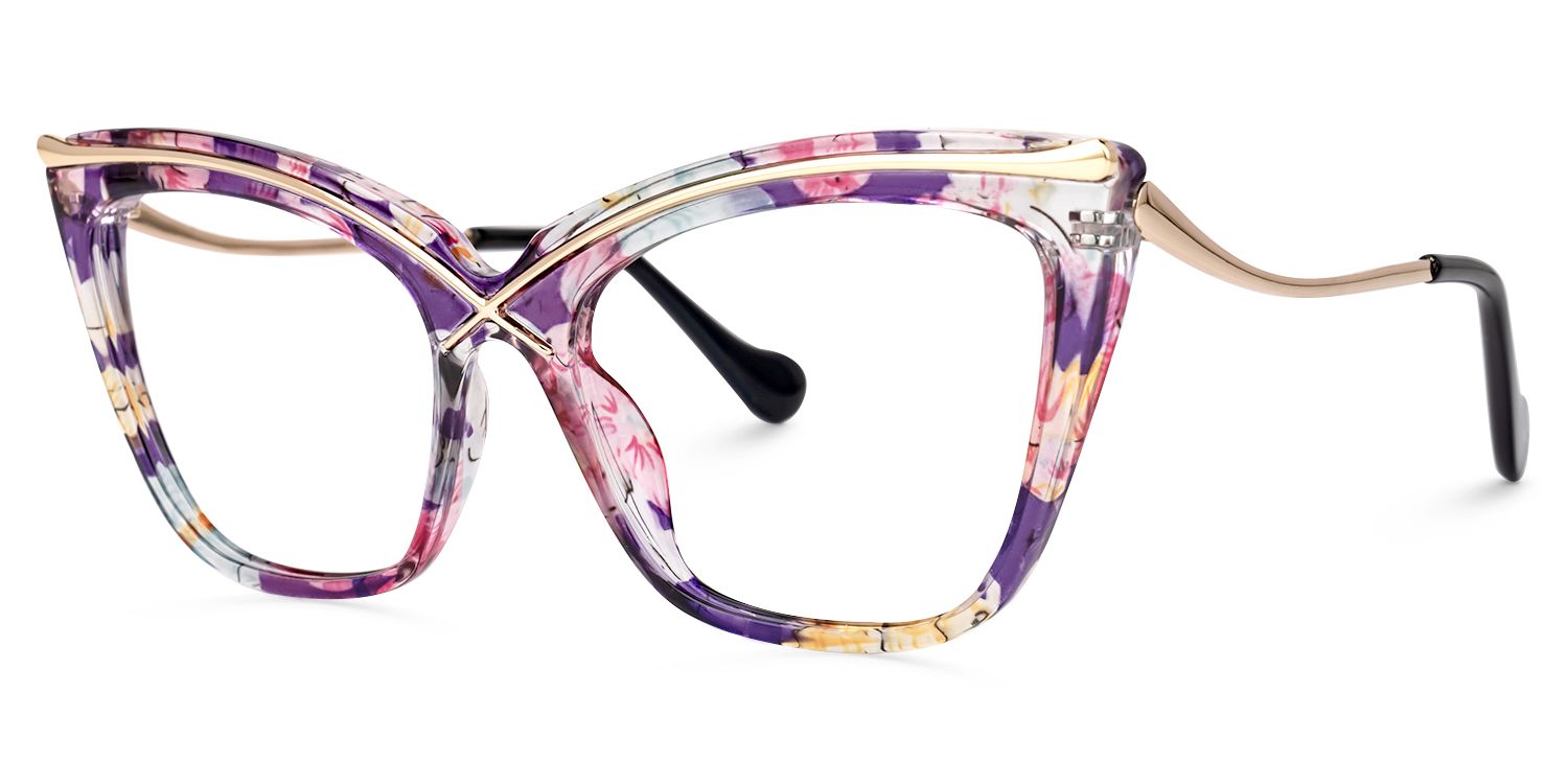 Janina - Floral Pattern Butterfly Fairy Glasses | Vooglam Front View