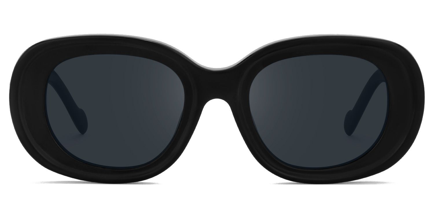 Kahale - Oval Black Prescription Sunglasses | Vooglam Angle View