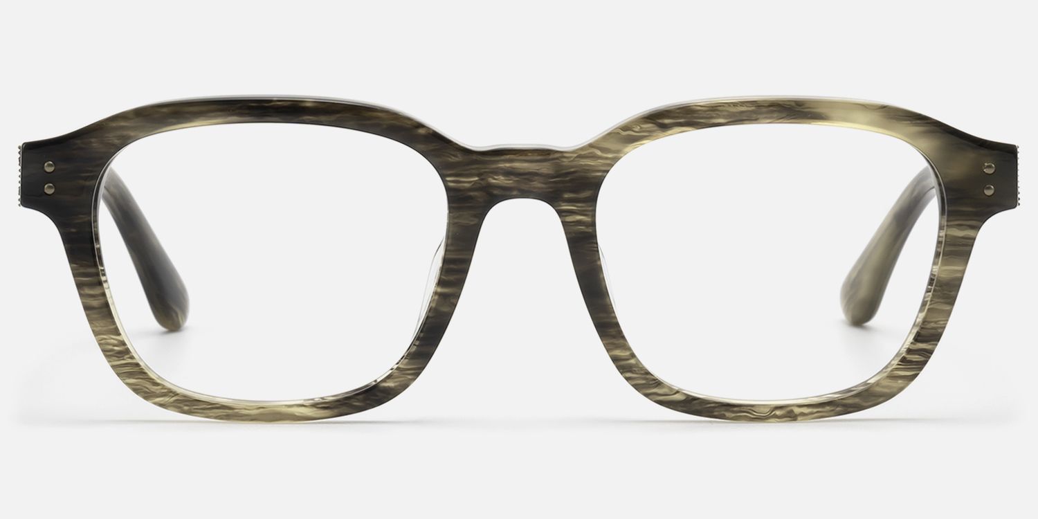 Rainier - Clear Brown Horn Rim Zipper Glasses | Vooglam Angle View