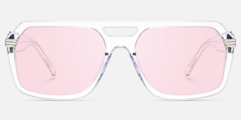 Maverick - Clear Frame Pink Lens Sunglasses | Vooglam