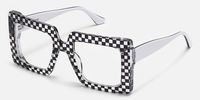 Ferial - Square Black & Crystal Checkered Glasses | Vooglam Front View