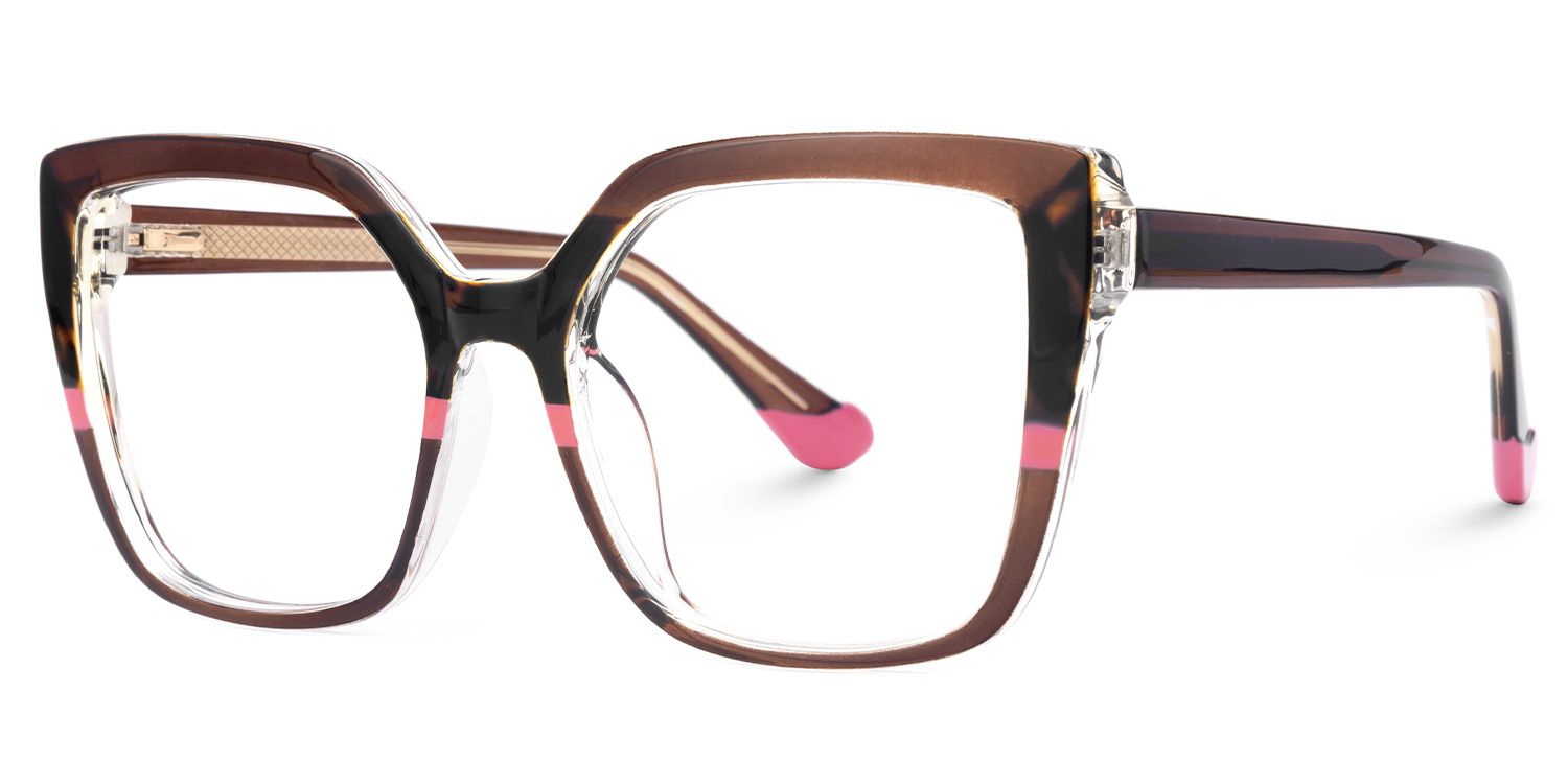 Faizan - Square Brown Eyeglasses | Vooglam Front View