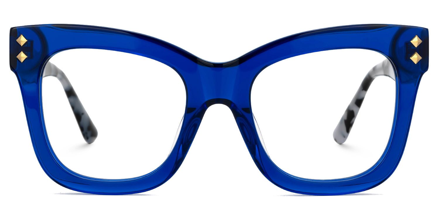 Faustyna - Square Blue Eyeglasses | Vooglam Angle View