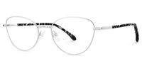 Starlette - Cat Eye Silver Eyeglasses | Vooglam Front View