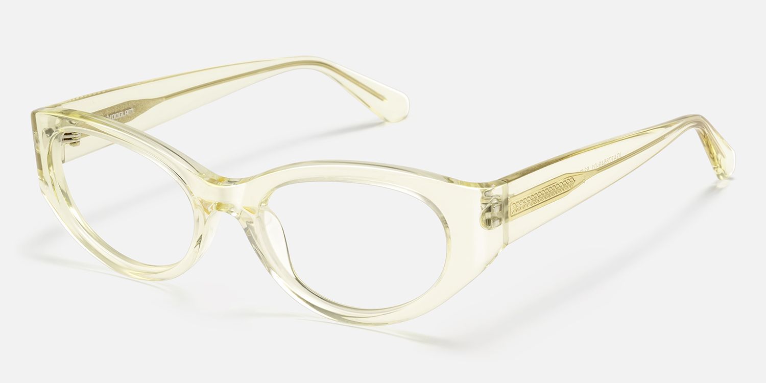 Drizzle - Oval Yellow Eyeglasses | Vooglam Front View