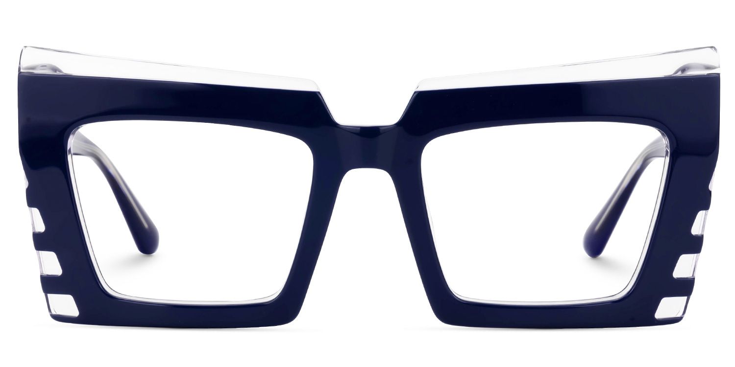 Faylinn - Rectangle Blue Eyeglasses | Vooglam Angle View