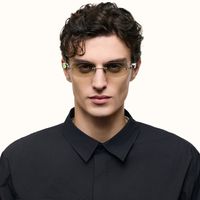 The Utilitarian - Oval Silver Sunglasses | Vooglam On Model 2