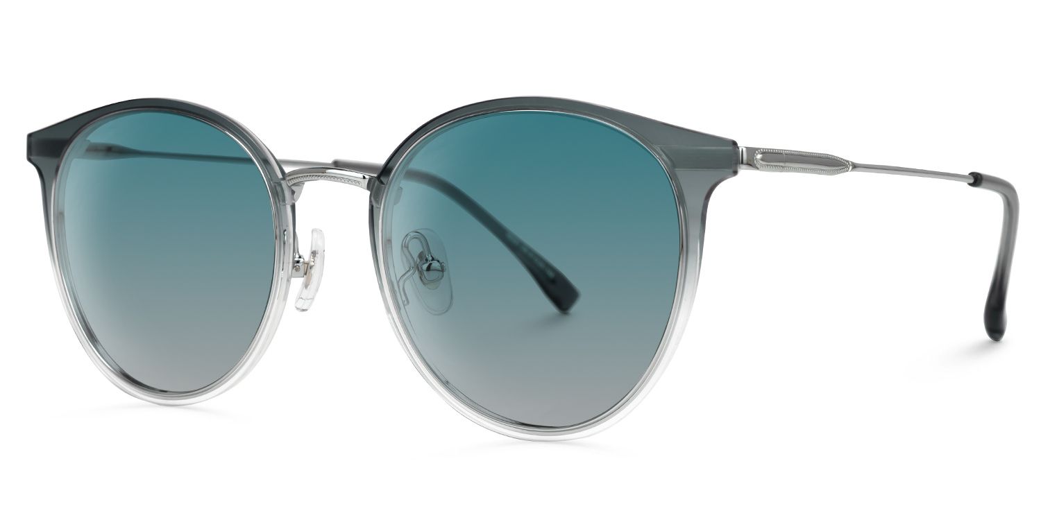Eady - Round Blue Sunglasses | Vooglam Front View