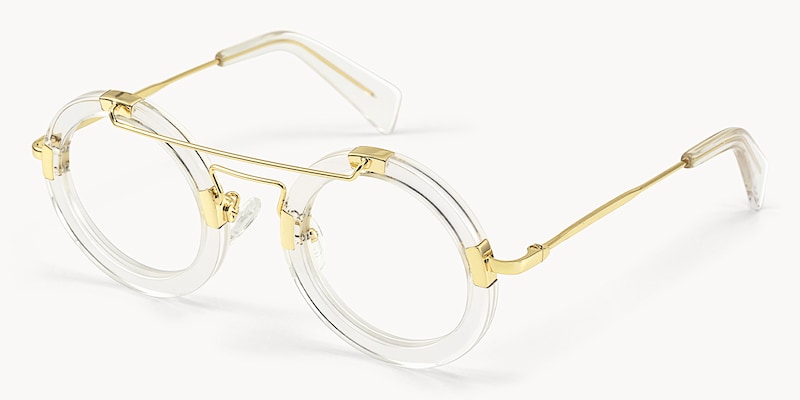 Perkins - Clear Round Retro Aviator Frame Glasses