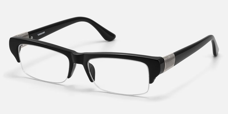 Kairo - Black Semi Rimless Acetate Glasses | Vooglam