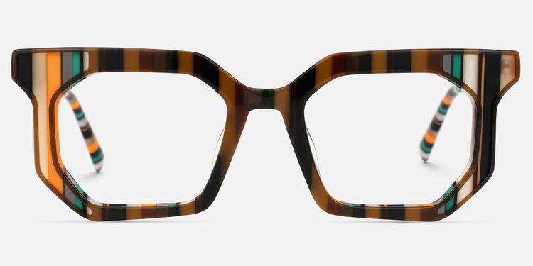 Abetzi - Vintage Boho Hexagon Brown Striped Frames by Vooglam