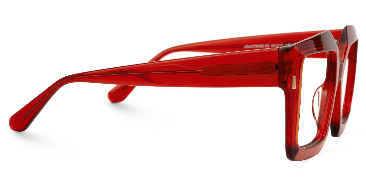 Faustine - Square Red Eyeglasses | Vooglam 4
