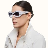 The Geologist - Geometric White Sunglasses | Vooglam On Model 3