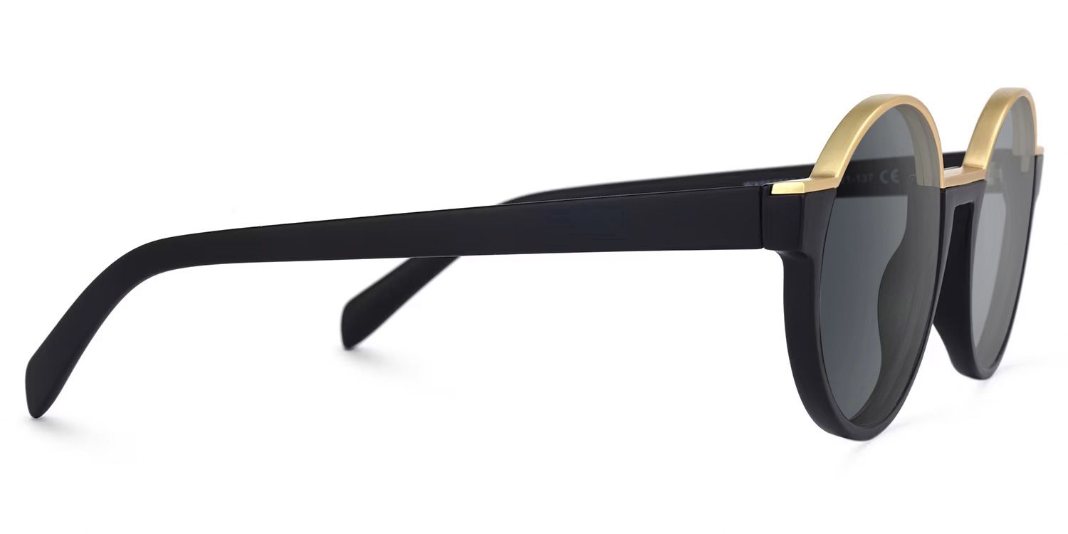 Geometric Round Gold Frame Retro Polarized Sunglasses Fake Sun Vintage Polarized Round Premium Sunglasses - Gold  main image 3