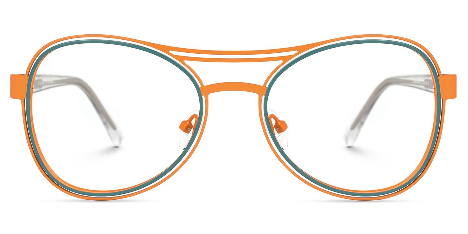 Adjatay - Aviator Orange/Green Eyeglasses by Vooglam - Angle View