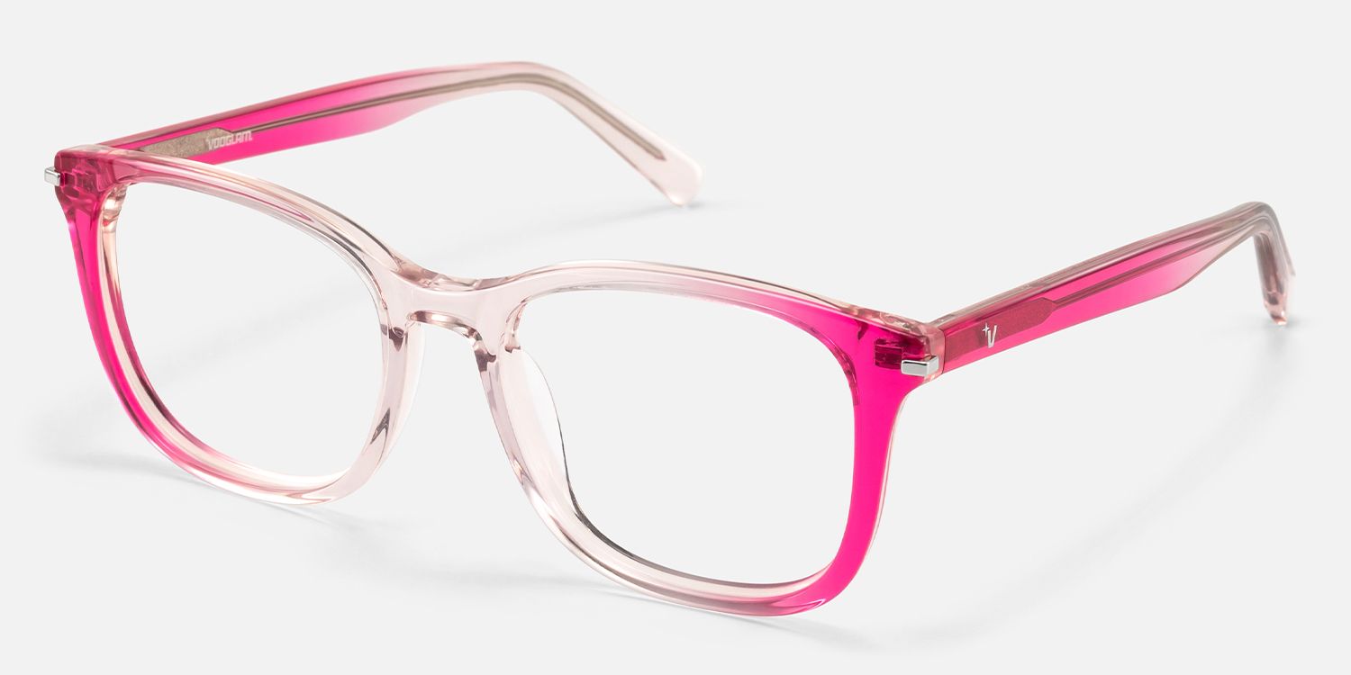 Holo - Square Pink Eyeglasses | Vooglam Front View