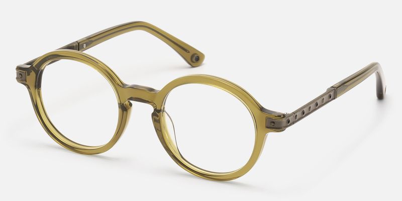 Lennon - Antique Bronze Olive Green Round Frame | Vooglam
