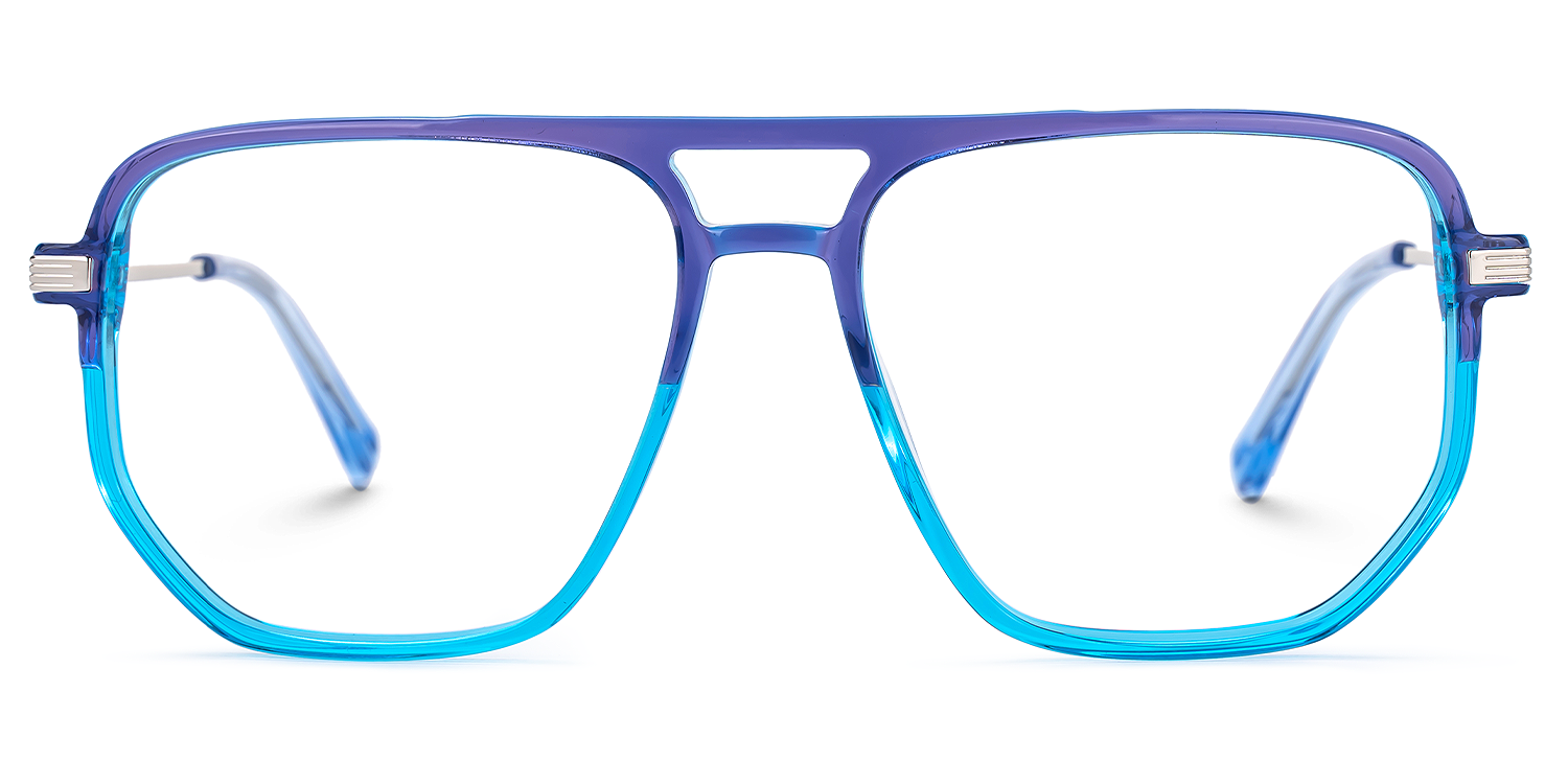 Elyes - Aviator Blue Eyeglasses by Vooglam - Angle View