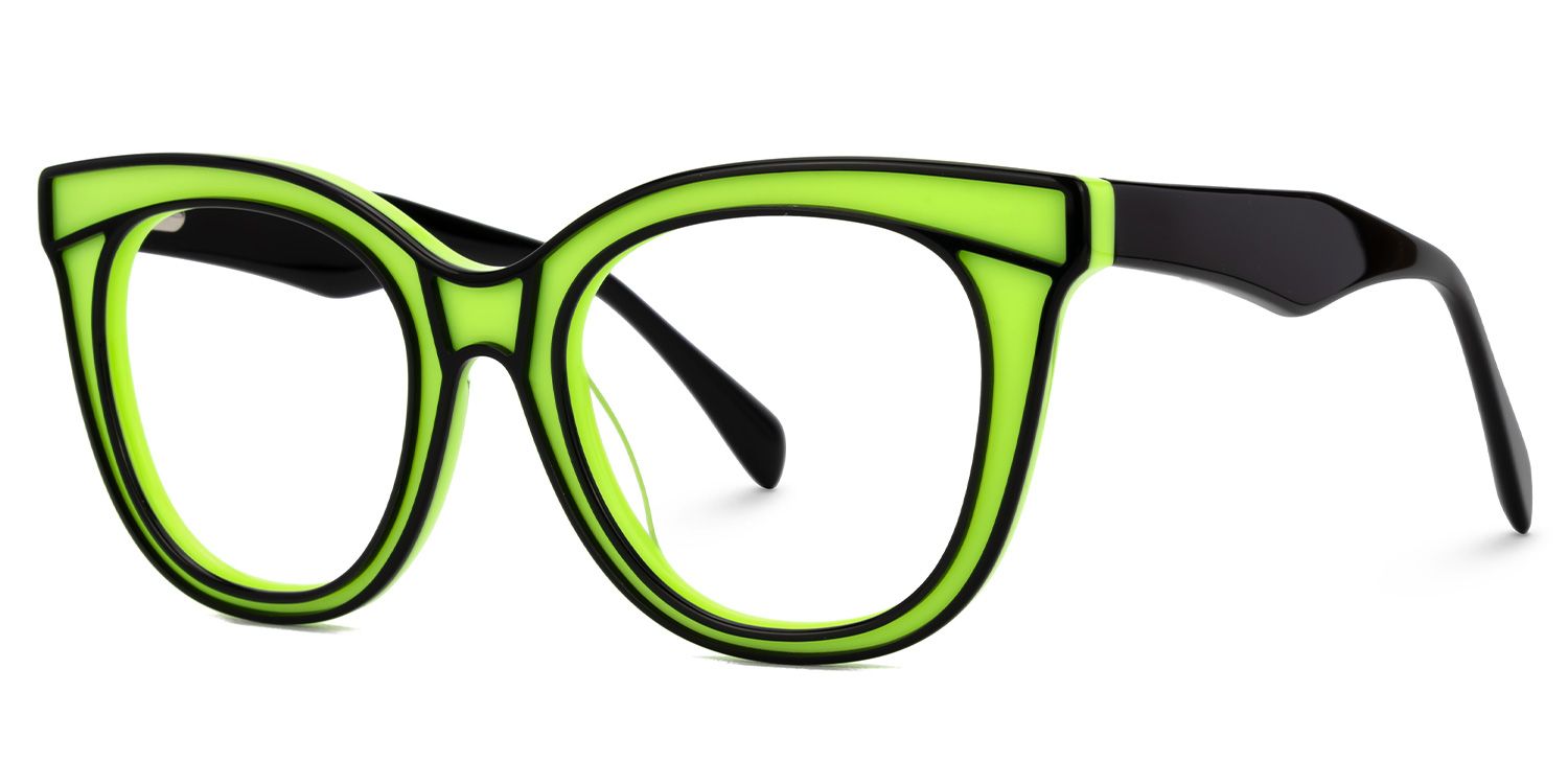 Feivel - Cat Eye Green Eyeglasses | Vooglam Front View