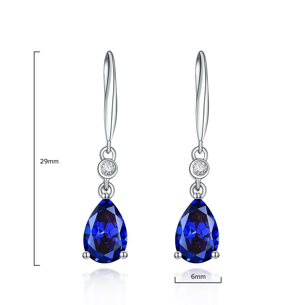 Decent Sapphire Blue Waterdrop Pierced Earrings by Vooglam - Angle View