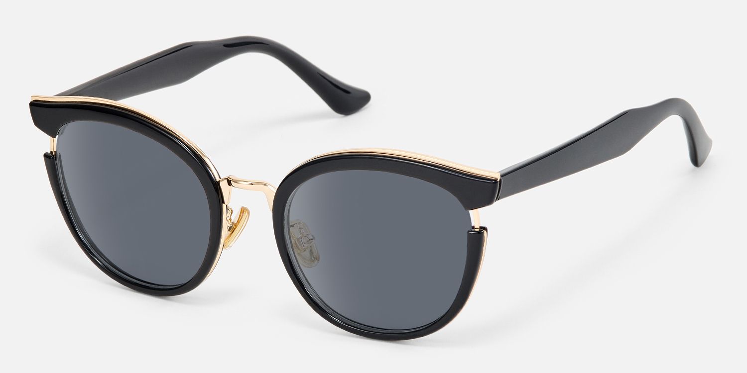 Retro - Black Round Sunglasses | Vooglam Front View